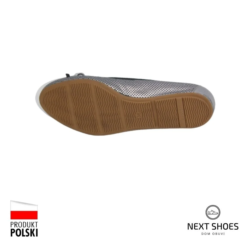 Женские серебристые балетки Simen (Польша) модель 4417